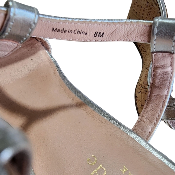 Kate Spade Metallic Silver Cork Wedge Sandals – Size 8M - Picture 10 of 11